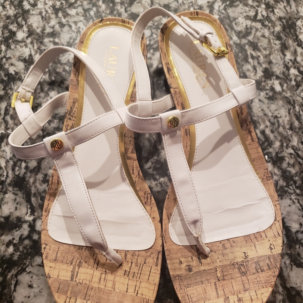 Lauren Ralph Lauren White Leather Kya Thong Sandal